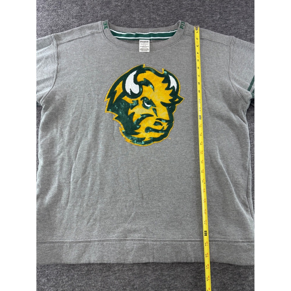 Pink VS NDSU Bison Sequin Sweatshirt Gray Large North Dakota State - Picture 6 of 8